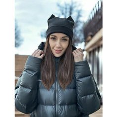 Шапка BabyGood шапка с ушками, шапка кошка для девочек и женщин, размер ONESIZE, черный