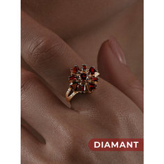 Кольцо Diamant, красное золото, 585 проба, фианит, гранат, размер 18, красный