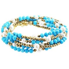 Браслет Alerie Accessories, гематит, золотистый, голубой, бирюзовый, белый