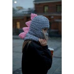 Балаклава дракон для женщин, размер 56, серый/розовый Нет бренда