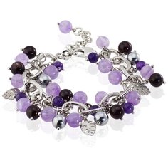 Браслет Alerie Accessories, аметист, гранат, гематит, фиолетовый, бордовый, серебристый