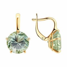 Серьги Diamant online, красное золото, 585 проба, аметист, длина 2.1 см, , темно-зеленый