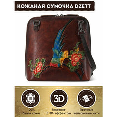 Сумка кросс-боди Dzett, фактура тиснение, коричневый, синий