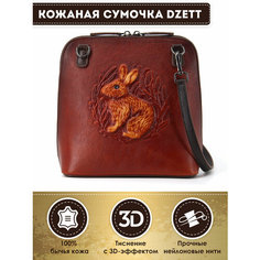 Сумка кросс-боди Dzett, фактура тиснение, коричневый, оранжевый