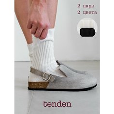 Носки TENDEN, комплект, 2 пары, размер 36-39, белый/черный