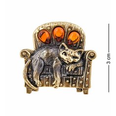 Брошь Народные промыслы, янтарь, 1 шт., бронза