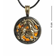 Подвеска Народные промыслы, янтарь, бронзовый