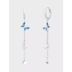 Серьги пусеты, кристалл, серебристый/синий be Self True Jewel