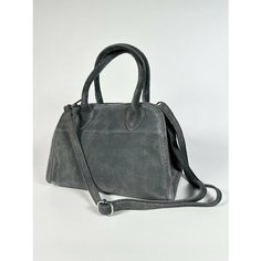 Сумка шоппер Vera Pelle, фактура бархатистая, серый