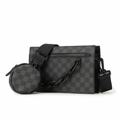 Сумка мессенджер , фактура матовая, черно-серый Guangzhou Top Quality Leather Products