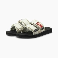 Шлепанцы PUMA Wilo, размер US 9 , UK 8, черный/белый