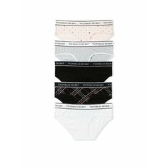 Трусы Victorias Secret, комплект из 5 шт., размер XXL, розовый, черный, белый, серый