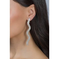 Серьги, искусственный камень, серебряный, белый Бантами