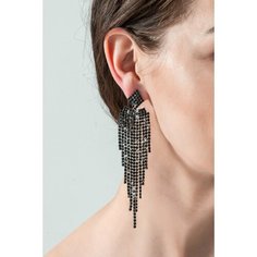 Серьги, стекло, искусственный камень, черный Бантами