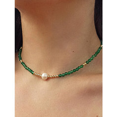 Чокер JEWELRY A VENTO, агат, жемчуг культивированный, гематит, длина 45 см, зеленый