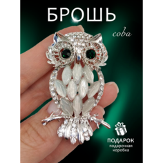 Брошь, искусственный камень, стразы, серебристый Sur Style
