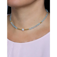 Чокер JEWELRY A VENTO, топаз, жемчуг пресноводный культивированный, длина 35 см, голубой