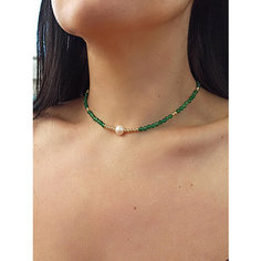 Чокер JEWELRY A VENTO, агат, жемчуг культивированный, гематит, длина 35 см, зеленый