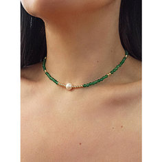 Чокер JEWELRY A VENTO, агат, жемчуг культивированный, гематит, длина 42 см, зеленый