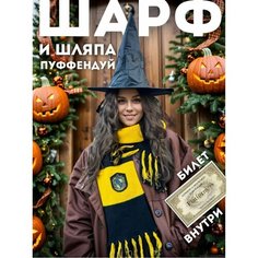 Шарф и шляпа Гарри Поттера, Allinside, желтый, черный
