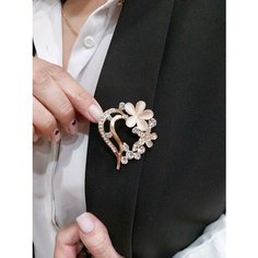 Брошь, искусственный камень, стразы, 20 шт., розовый Sur Style