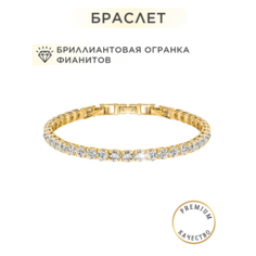 Теннисный браслет Noima, фианит, кристалл, 1 шт., размер 17 см, размер one size, золотистый
