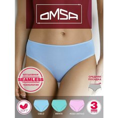 Трусы Omsa, комплект из 3 шт., размер 44(S), розовый, зеленый, голубой