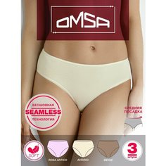 Трусы Omsa, комплект из 3 шт., размер 46(M), розовый, бежевый