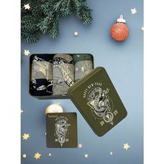 Носки символ года 2025-змея, комплект, 3 пары, размер 41-46, хаки/оливковый Gebred