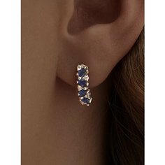 Серьги Ювелир Карат, серебро, 925 проба, родирование, сапфир, фианит, размер 50 мм, длина 1.6 см, , серебристый