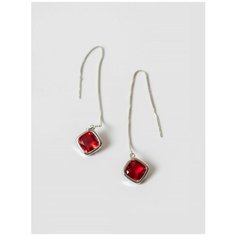 Серьги цепочки Shine & Beauty, кристаллы Swarovski, размер 40 мм, серебряный, красный