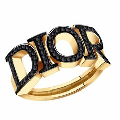 Кольцо Diamant online, красное золото, 585 проба, родирование, фианит, размер 18.5, черный