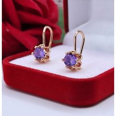 Серьги, фианит, искусственный камень, фиолетовый Нет бренда
