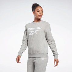 Худи спортивное Reebok Identity Big Logo Fleece Crew W, размер L, , medium grey heather