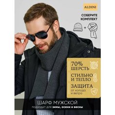 Шарф ALDINI Инсинье для мужчин,155х21 см, единый, темно-серый
