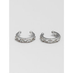 Серьги каффы Shine & Beauty, кристаллы Swarovski, размер 10 мм, серебряный