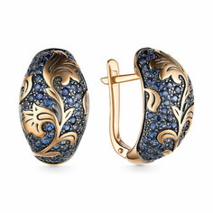 Серьги Dewi, красное золото, 585 проба, сапфир синтетический, длина 1.7 см, , синий