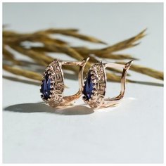 Серьги Queen Fair, фианит, размер 15 мм, синий