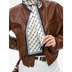 Платок Leah wear для взрослых и детей,147х13 см, бежевый, черный