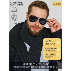 Шарф ALDINI Кьеза-К для мужчин,145х21 см, 144x20, черный графит