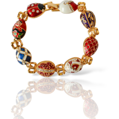 Браслет СВ, кристаллы Swarovski, эмаль, 1 шт., размер 19 см, размер one size, диаметр 9.5 см, красный/золотой