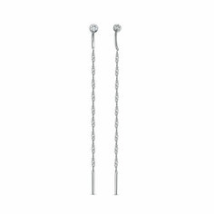 Серьги цепочки, с подвесками Vesna jewelry, белое золото, 585 проба, родирование, бриллиант, , серебристый