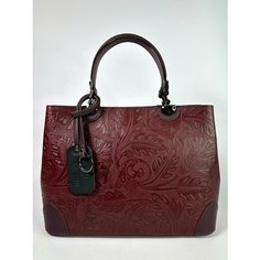 Сумка тоут Vera Pelle, фактура матовая, рельефная, бордо