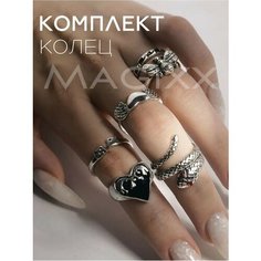 Кольцо на три пальца MAGIXX, фианит, эмаль, серый, черный