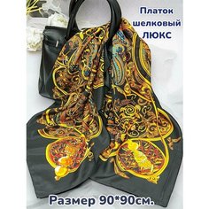 Платок GOLDEN GALA для женщин,90х90 см, черный/желтый