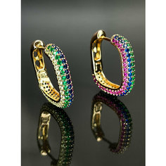 Серьги конго XUPING JEWELRY, фианит, розовое золото