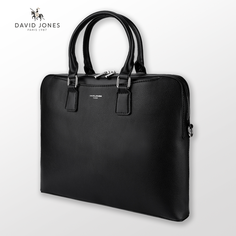 Портфель DAVID JONES, фактура гладкая, черный
