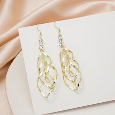 Серьги с подвесками, фианит, размер 85 мм, золотистый Нет бренда