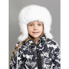 Шапка ушанка Batik для девочек, размер 52-56, белый Батик