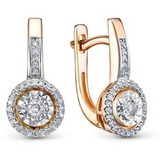 Серьги Яхонт, красное золото, 585 проба, родирование, бриллиант, размер 7 мм, длина 1.6 см, , бесцветный